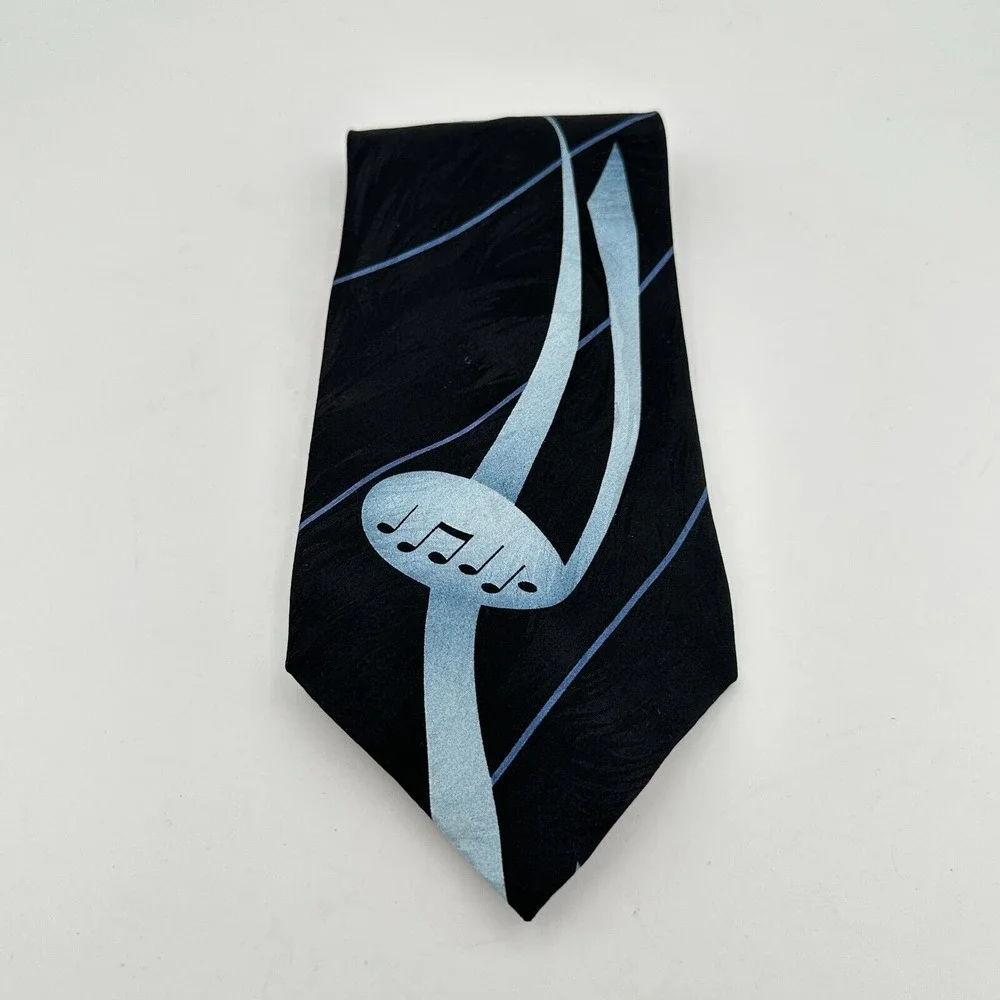 Tommy Bahama‎ Tie Black Silk Musical Notes Jazz Dance Vacation Cruise Teacher